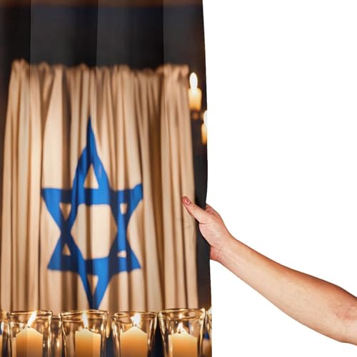 Rideau de douche imprimé drapeau israélien en textile lavable 183x183cm - 5