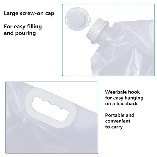 Image of Krivon 5 litres Pack 4 Collapsible Water Container, BPA Free Plastic Water Carrier, Travel Folding Water Bag for Sport Camping Riding, Mountaineer (5 Liter-Pack of 4)