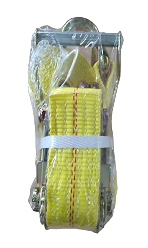 Zeluga Zl182 2In. X 27Ft. Heavy Duty 10,000 Lbs Capacity Ratcheting Tie Down With Double R15 J-Hook, Yellow #TOP1