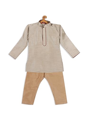 Image of VASTRAMAY Baby Boys Silk Blend Printed Infant Azure and Kurta Pyjama Set