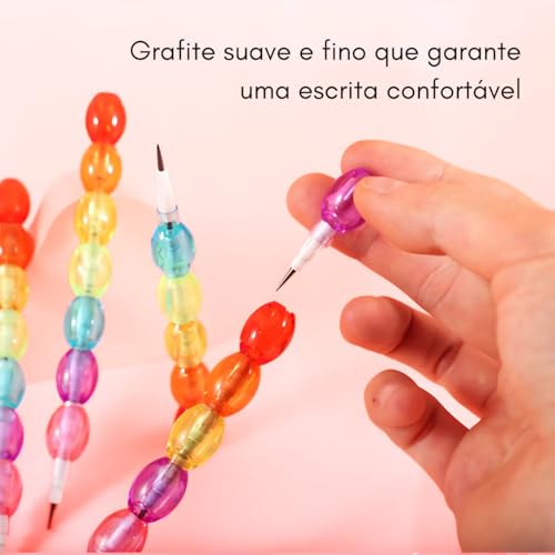 Kit 4 Lapiseiras 2.0 Troca a Ponta Fofas Grafite Preto Gominhos- Papelaria Criativa