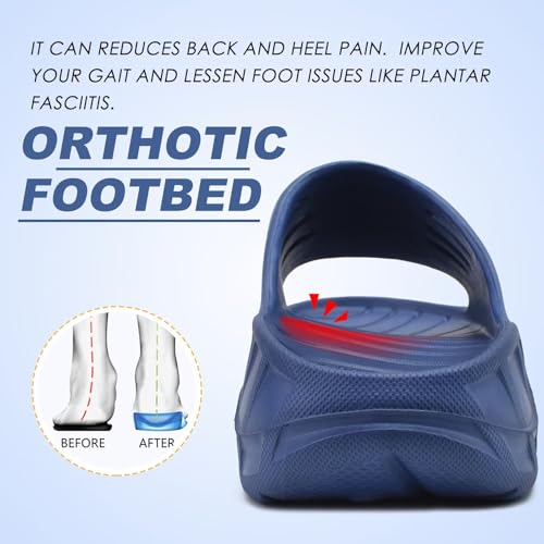 Image of KuaiLu Mens Orthotic Recovery Sandals Arch Support Slides Plantar Fasciitis