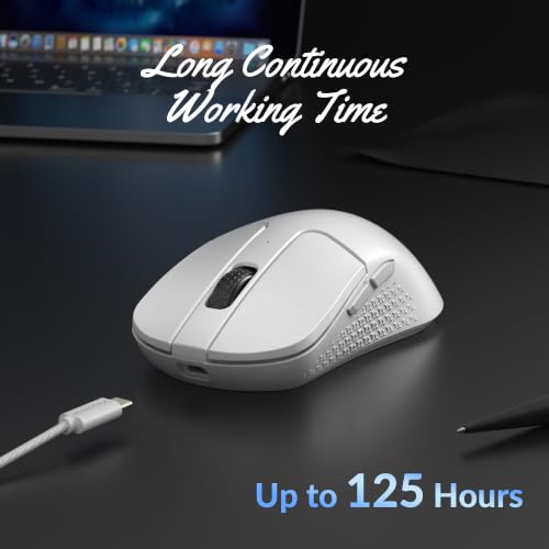 Image of Keychron M3 Mini Wireless Optical Mouse, Bluetooth 5.2 /2.4 GHz /Wired Gaming Mouse, Programmable PixArt 3311 Sensor with up to 12,000 DPI / 300 IPS, Lightweight Ergonomic for Windows Mac Linux - White
