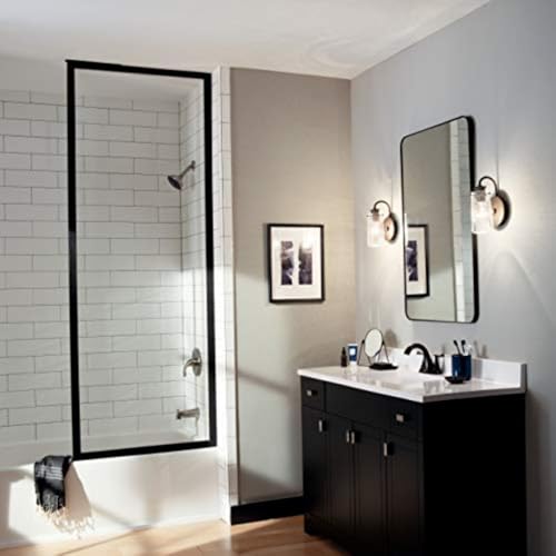 Image of Kichler Braelyn 9.5 inch Wall Sconce in Olde Bronze, 1-Light Industrial Wall Mount with Clear Seeded Glass, (9.5 inch H x 5 inch W), 45457OZ