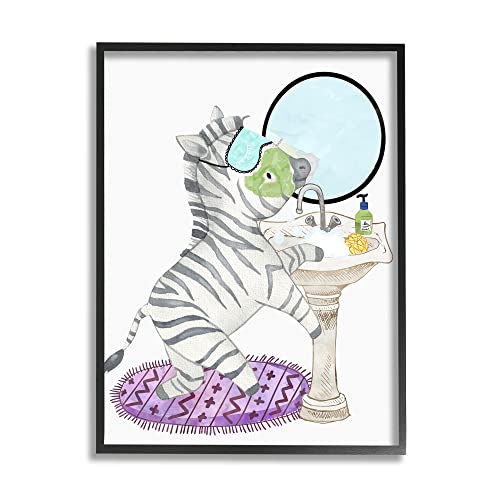 Stupell Industries Children's Bathroom Zebra Washing Sink Bubbles Bath, Design