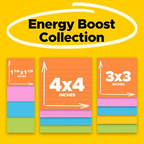 Image of Post-It Super Sticky Notes Multi-Size Supernova Neons 2 Pack (2 x 15 Pads, 45 Sheets Each = 30 Pads, 1350 Sheets) Sticky Notes for Walls, Doors, Windows and Planners at Home and Office