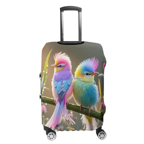 Colorful Little Bird Luggage Cover, Elastic Luggage Protector Fits 19-32in Suitcases, Washable & Anti-Scratch Suitcase Cover for Men Women S4