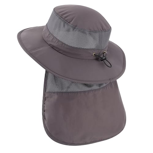 Image of Home Prefer UPF50+ Kids Girls Boys Sun Hat Wide Brim Fishing Hat with Neck Flap Adventure Beach Safari Sun Protection Cap