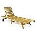 Divero GL05657 klappbare Sonnenliege Gartenliege Relaxliege Holzliege Liege aus unbehandeltem Teak-Holz 200x57x34 extra hohe und bis zur Liegeposition verstellbare Rückenlehne, Braun