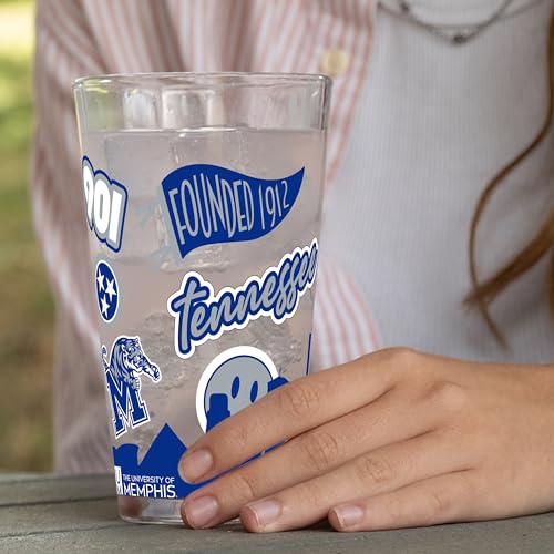 Image of Logo Brands NCAA 16 oz Pint Glass - Durable Glass With Bold Team Color- Chip-Resistant Rim Drinkware For Fans, Tailgates, Home Bars & Everyday Use