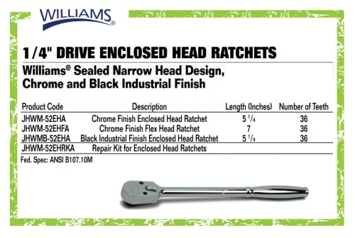 Williams Jhwmb-52Eha 1/4-Inch Drive Enclosed Head Ratchet With Black Industrial Finish #TOP4