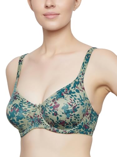 Image of Triumph Minimizer Bra for Women Wired Non Padded Floral Bra My Flower Minimizer Series Full Coverage Soft Microfiber Lingerie High Center Bridge Supportive Multi-Colour 34C Pack of 1