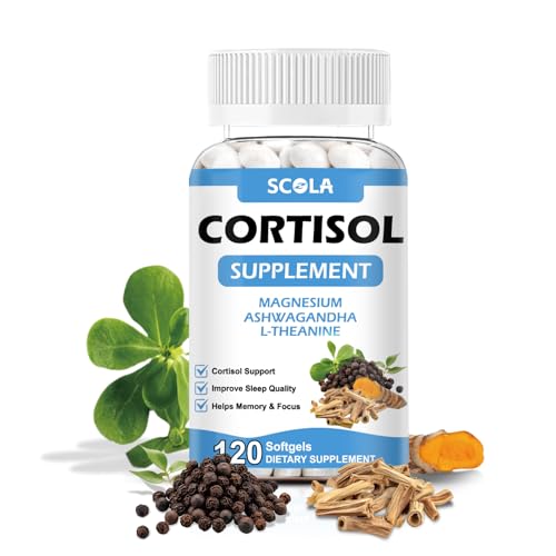 SCOLA Cortisol Supplement for Women and Men with Magnesium, Ashwagandha/L-Theanine,