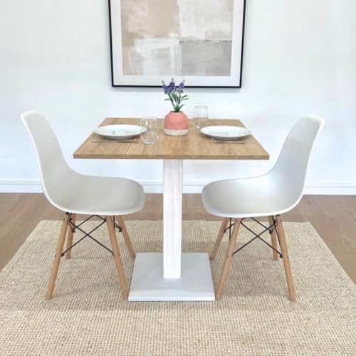 Generico Table bar | BISTROT | restaurant carré avec pied central 60/70/80 cm couleurs assorties (ASPEN OAK RW86, 60 x 60)