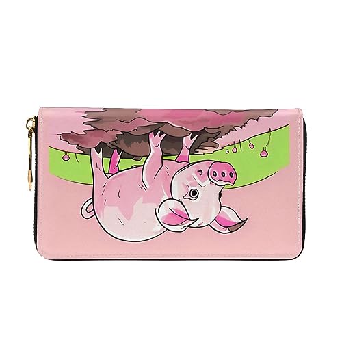 Portefeuille long à fermeture éclair moderne et durable Pink Piglet noir One Size - 2