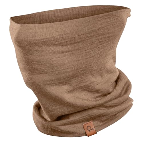 menique Schlauchschal 100% Merino Wolle Loop Schal Damen Atmungsaktives Multifunktionstuch und Halswärmer Winter Halstuch Damen für Motorrad Arbeit Laufen Ski-Maske (Beige)
