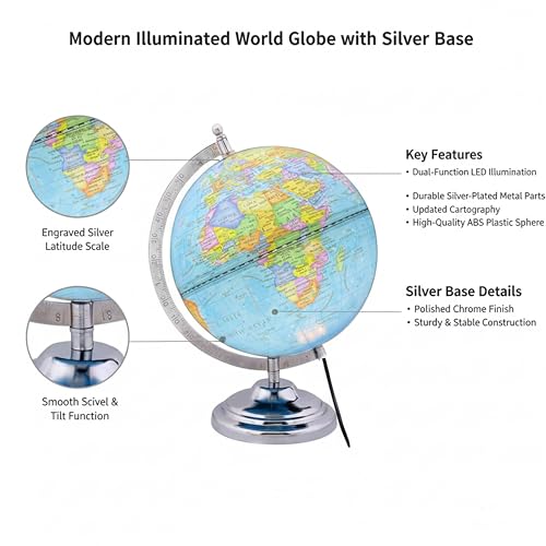 Image of Educational World Globe for students and Teachers (Blue /Multi, 8 Inch Dia)