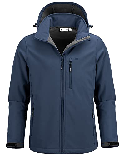 33,000ft Chaqueta softshell para hombre, impermeable, resistente al viento, forro polar, forro polar, chaqueta funcional para senderismo, bicicleta, camping, azul marino, XL Cover