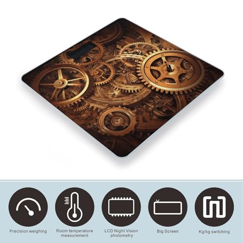 Báscula digital de baño con diseño Steampunk y vidrio templado miniatura 3