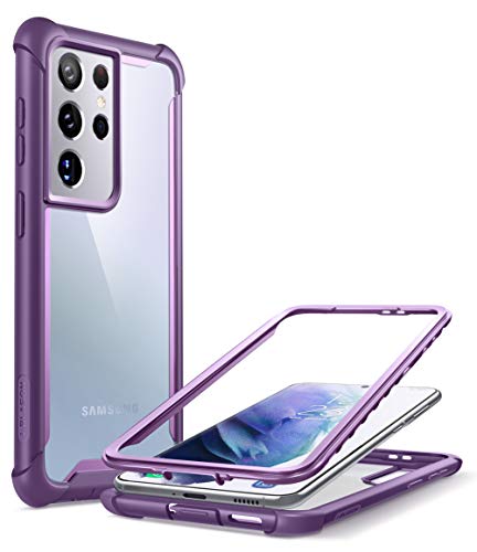 Image of i-Blason Ares Series Designed for Galaxy S21 Ultra 5G Case Cover (2021 Release), Rugged Clear Bumper Cover Case without Screen Protector (Purple)