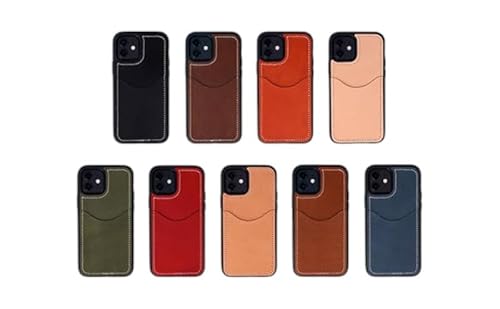 iPhone用ケース iPhone 12ProMax対応 ケース カードポケット スマホケース 本革 AG1933 RED