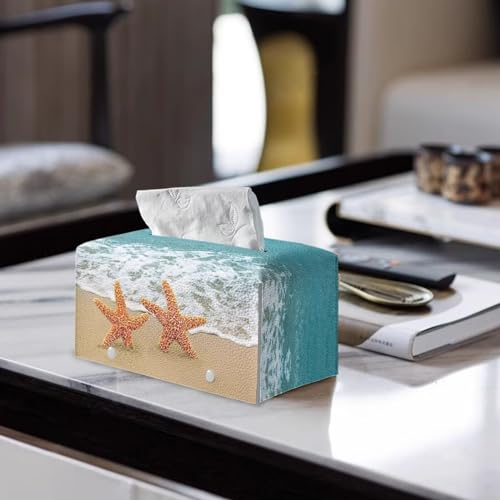 ZDCUSTOM Beach Starfish Tissue Box Cover Rectangle Decorative Tissue Box Holder Tissue Holder Organizer Napkin Cube Tissue Holder Vanity Countertop by ZDCUSTOM - Image 2