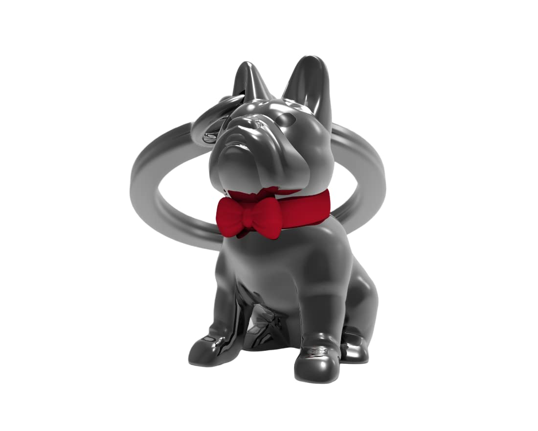 O meta[l]morphose Zinc Alloy Bull Dog Design Keychain, 3.5 cm x 2.5 cm x 8 cm Size, Shiny Bullet/Red