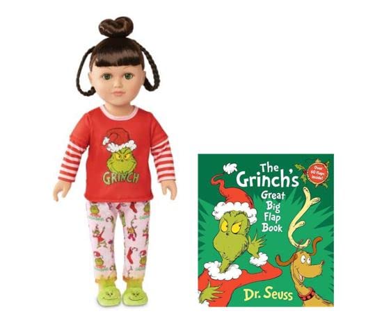My Life As Grinch Sleepover 18 inch Doll Christmas Holiday Collectible w/Bonus (Brunette/Green)
