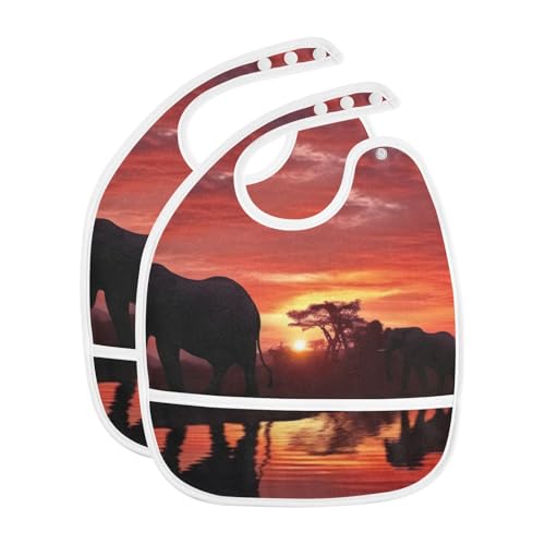 Baby Bibs for Boy and Girls 5 Pack Cotton Adjustable Newborn Bibs for Drooling & Teething, Elephants2