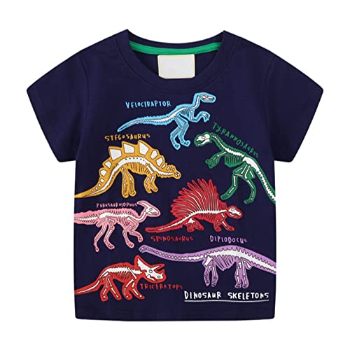 Julymens Boys' Kids Novelty Luminous Short Sleeve T-Shirts Cotton Cartoon Tops For 3-4 Years Cl029 5T Dinosaur thumb #1