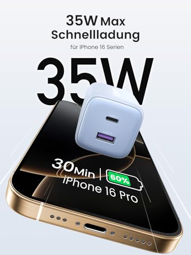 UGREEN Nexode USB C Ladegerät 35W, iPhone Schnellladegerät 2-Port, – Ansicht 3
