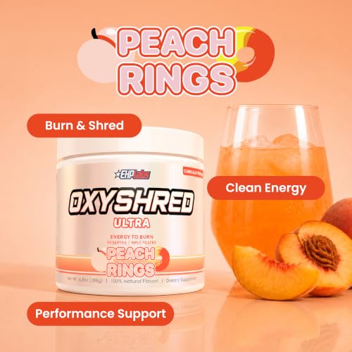 Image of EHP Labs OxyShred Pre Workout Powder - Peach Candy Rings, 33 Servings