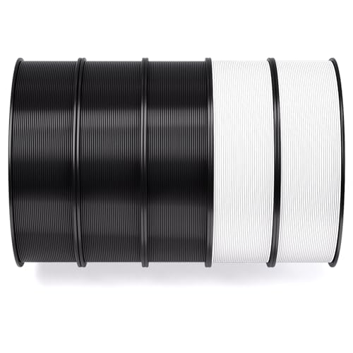 Image of IEMAI PETG Filament 1.75mm Bundle 5kg, Black+White 5Pack (1kg /Spool) 3D Printer Filament 30-300mm /s Printing Compatible with Bambu Lab, AMS, AMS Lite, Dimensional Accuracy + /- 0.02mm