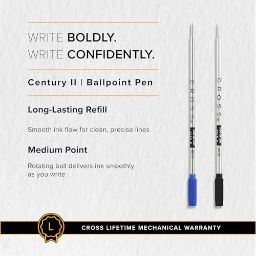 Image of Cross Century II Pearlescent White Refillable Ballpoint Pen - Medium Point, Black Ink, Presented in a Luxury Gift Box