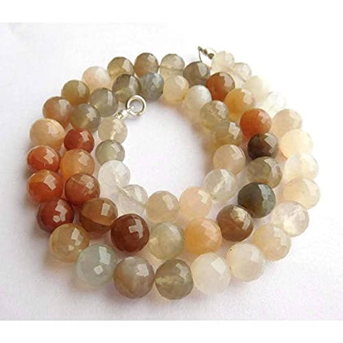 LKBEADS Multi kamień księżycowy naturalny kamień szlachetny fasetowane okrągłe koraliki kulkowe 45 cm naszyjnik okrągłe koraliki, koraliki z kamieni szlachetnych, okrągły koralik, koraliki do biżuterii, 8-10 mm
