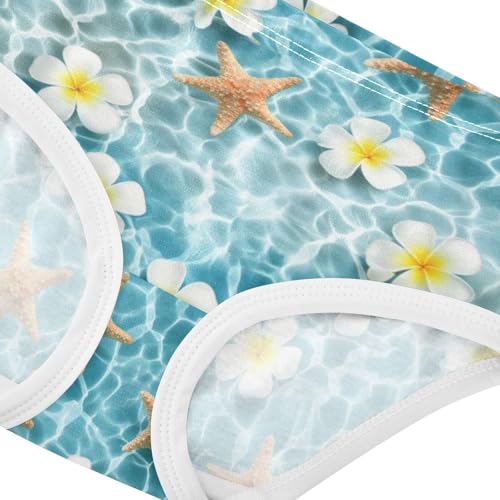 Joisal Starfish Flowers Ocean Blue Girl Panties Cute Girls Underwear Toddler Cotton Fun Print Undies Kids Briefs 2t4