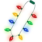 Blowata Christmas Necklace, 1Pcs Light up Christmas Accessories with 9 Bulbs, Colorful 3 Glow Modes Light Xmas Necklaces, Ugly Sweater Costumes Accessories for Xmas Party Favor Festival Supplies