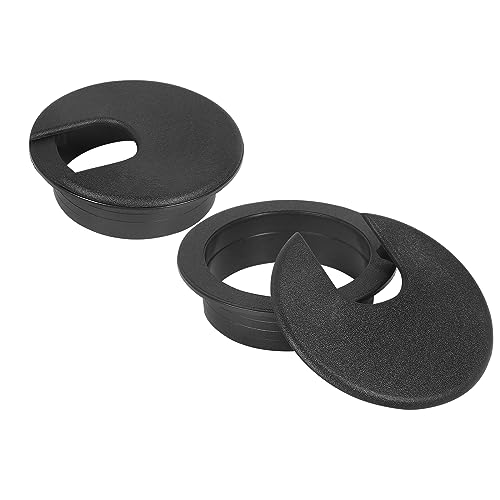 2' Black Desk Grommet, JTemgle Plastic Cable Hole Cover Computer Table Cord Wire Organizer Caps...