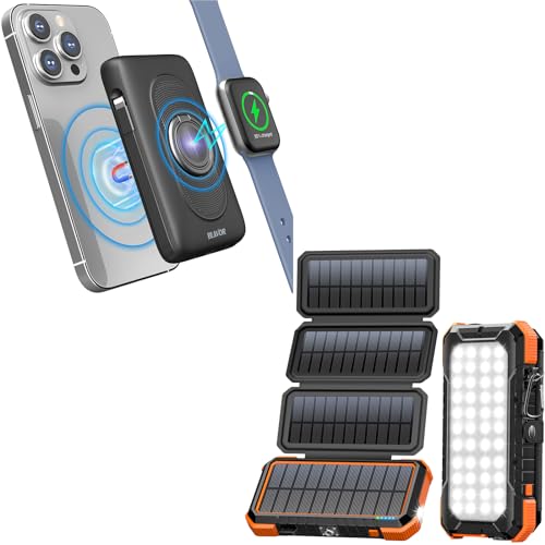 BLAVOR Magnetic Wireless Power Bank Plus Solar Charger Power Bank3(Orange)