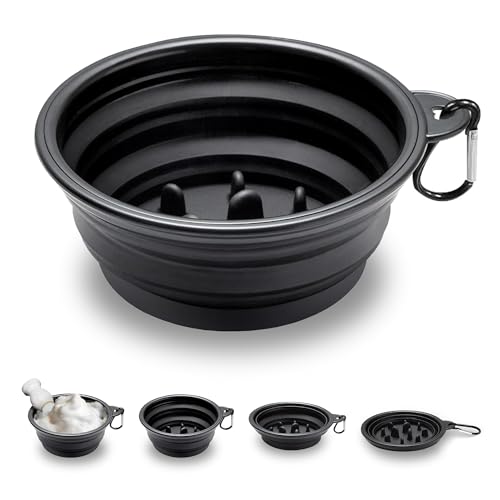 Ezcora Foldable Silicone Shaving Bowl with Carabiner, Portable Shave Mug for Men, Quick-Lather Shaving Cream & Soap Bowl, Lightweight Collapsible Design with Non-Slip Base