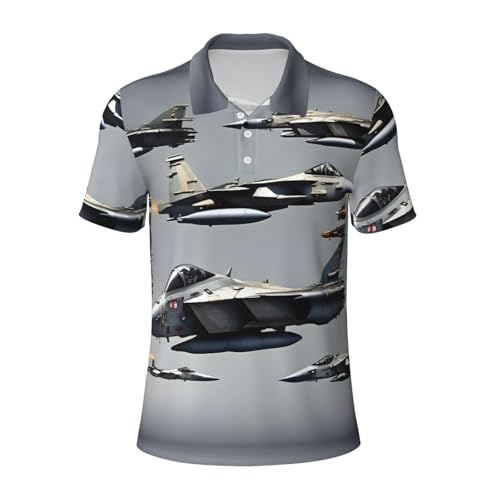 Chemise de golf homme imprimé avions de chasse : finie la transpiration, maximisez votre swing