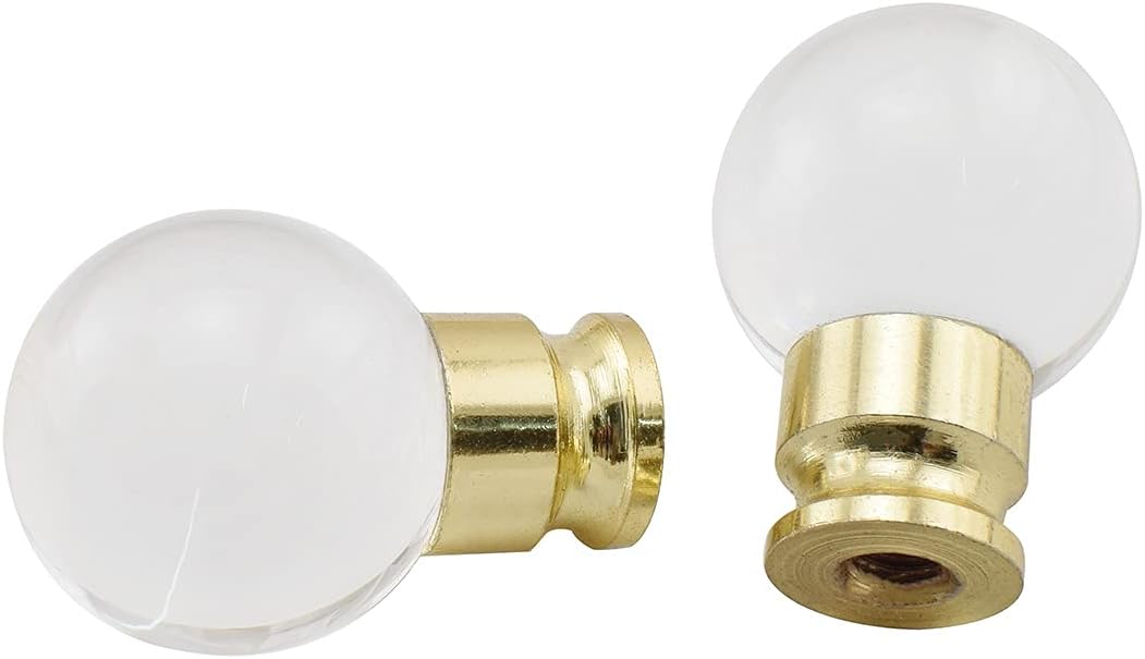 Clear Glass Ball Lamp Finials 1/4"-27 Thread Knob for Lamp Shade Holder Top Fixing and Decoration, Height 1-1/2 Inches [2pcs Gold]