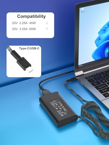 Image of 65W USB C Laptop Charger Compatible with HP 1030 1040 830 835 840 845 860 865 640 650 655 745 ProBook 440 445 450 455 460 465 G8 G9 G10 G11 ZBook 14uG5 Firefly 14 15 16 Laptop Adapter