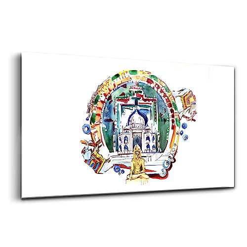 Image verre coloré Bouddha, grand format 120x60 pour intérieur luxe
