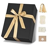 WLUSEAXI Gift Boxes With Lids, 11 X 4.3 X 8.6 Inch Black Magnetic Gift Box with Ribbon Card Filler,Folding Gift Boxes For Presents,Bridesmaid Proposal,Birthday,Valentine's Day,Bridal,Weddings