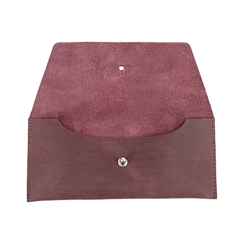 Image of Hide & Drink, Long Utility Pouch, Stylish Wallet for Carrying and Storing Cash, Clutch Bag, Full Grain Leather, Handmade, Sangria