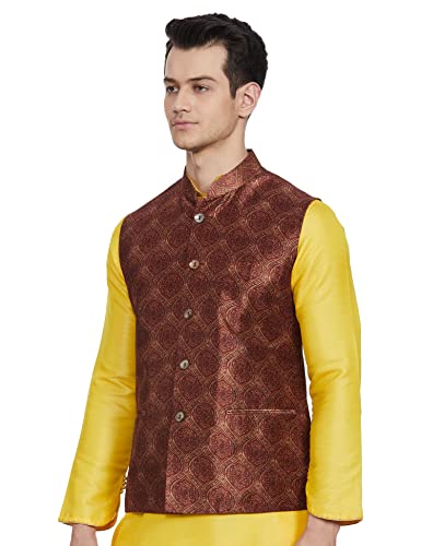 Image of ethnix Rust Polyester Blend Regular Fit Bundi