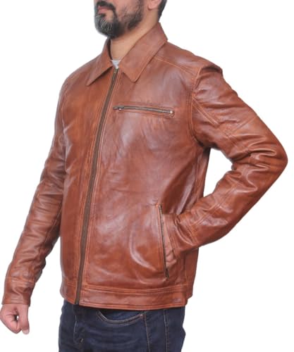 Image of 100% Genuine Soft Sheepskin Leather Jackets for Men, Motorcycle Jacket Mens Winter Jacket, Windproof Mens Coat