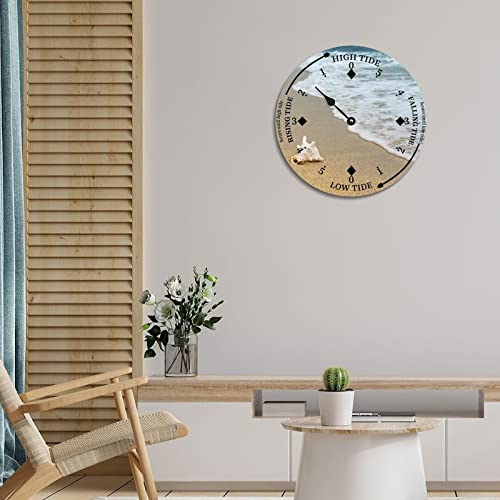 Ditooms Tide Clock Shells Mussels Beach Coast East Coast Atlantic Ocean Time Tidal Clock High And Low Tide Wall Hanging Art Tide Movement Clock For Beach House Cottage 12X12 In #TOP4