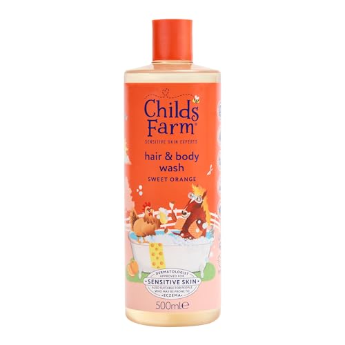 Childs Farm Kids Hair & Body Wash Sweet Orange | Tear-free Gently Cleanses | Suitable for Dry Sensitive Skin 500ml